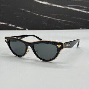 NEW VERSACE VE2273 GB1/87 CAT EYE BLACK/GRAY WOMEN SUNGLASSES MOD 2273 GB1/87